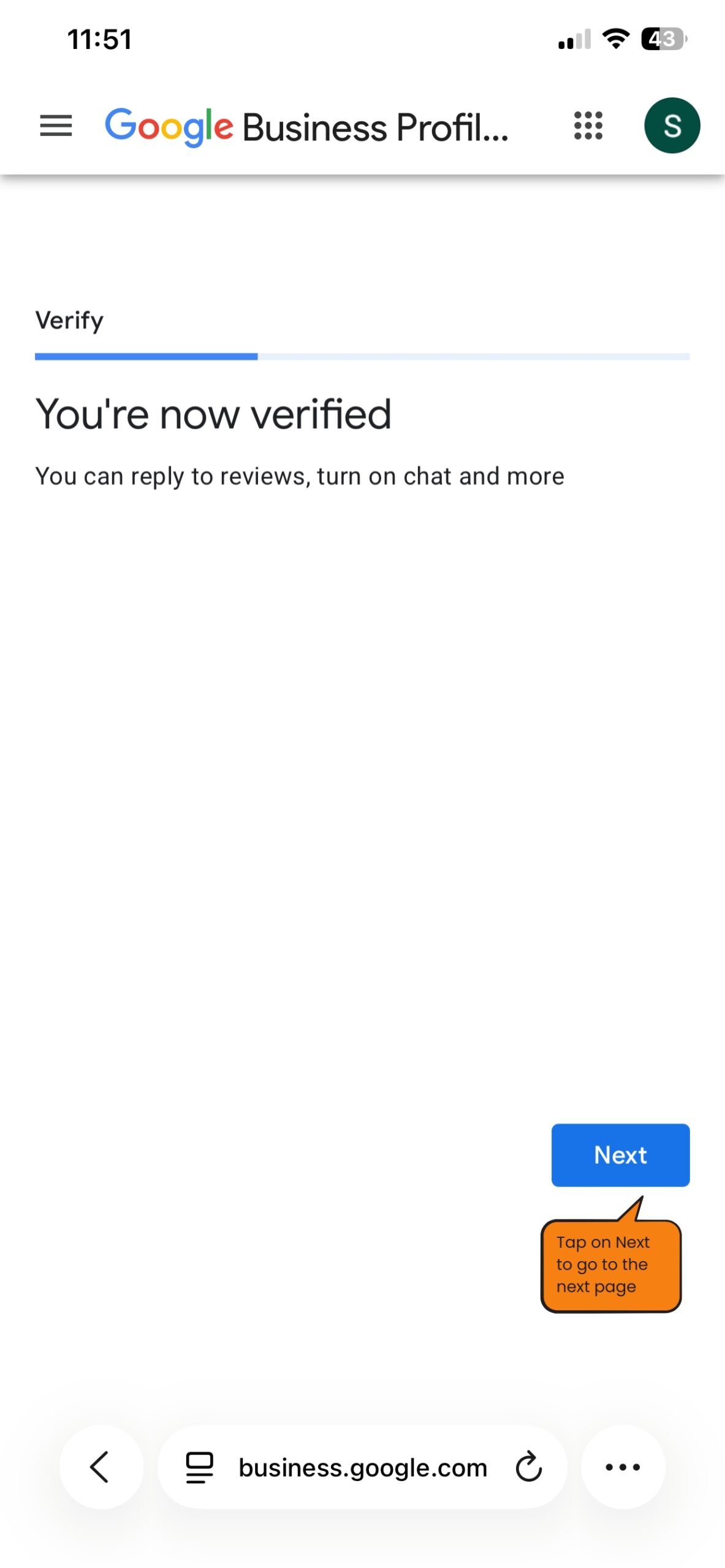 Google Business Profile verified confirmation
